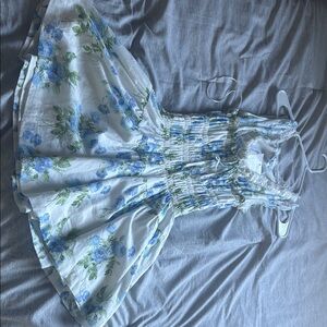 Floral Blue and White Mini Dress